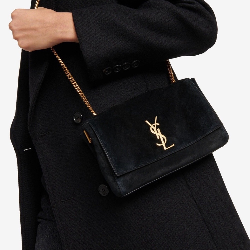 2550$ SAINT LAURENT KATE MEDIUM REVERSIBLE Crossbody Bag In Leather & Suede